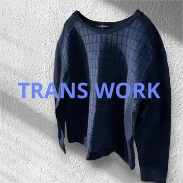 TRANSWORK 크롭 퀼팅 맨투맨 네이비 트레이너 M 사이즈