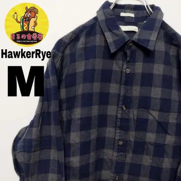 USA 구제 의류 HawkerRye 플란넬 셔츠 M 네이비 그레이 체크