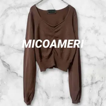 Ld761*MICOAMERI 하트 개더 니트 상의 숏 기장