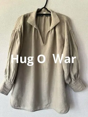 Hug O War 린넨 V넥 긴팔 셔츠 베이지