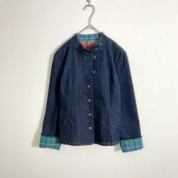 YORKLAND 요크랜드 스탠드 카라 데님 셔츠 여성용 네이비