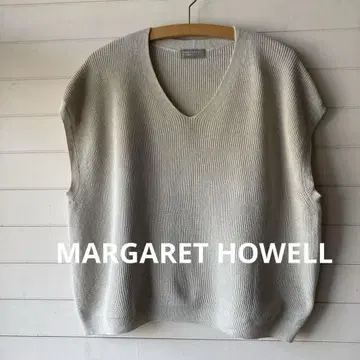 MARGARET HOWELL 코튼 린넨 니트 베스트 라이트 그레이 509