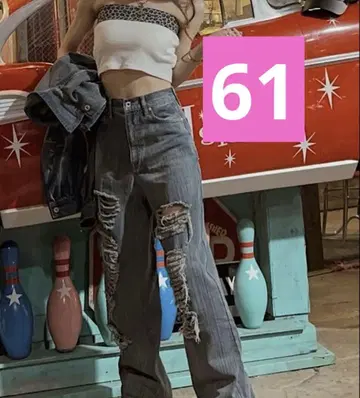 데미지 데님 와이드 팬츠 61 shoko 아베일