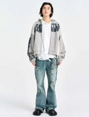 SCHISM INDUCING 데미지 플레어 데님