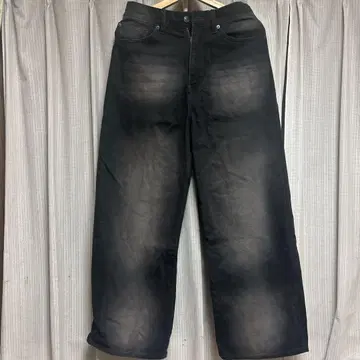 블랙 와이드 레그 데님