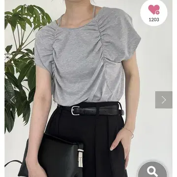 개더 프렌치 T셔츠 그레이