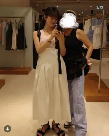 완판템 bibiy 비비 화이트 롱 스커트 리본