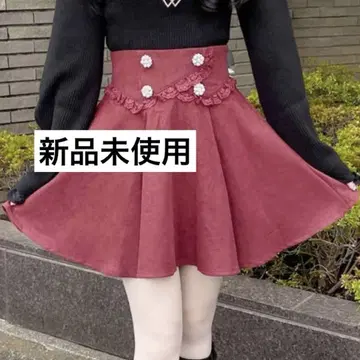 ROJITA 카슈쿨 스타일 플레어 스커트 미니 스커트 보르도