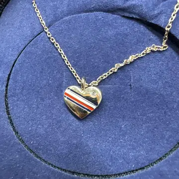 새상품 TOMMY HILFIGER 하트형 스트라이프 목걸이 로즈 골드