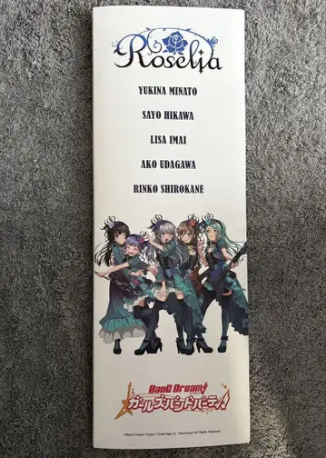 뱅드림 Roselia 프리미엄 롱 포스터 수납 파일