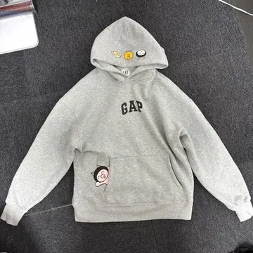 GAP 그레이 후드티 돼지 캐릭터