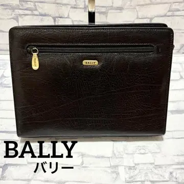 새상품급 BALLY 블랙 가죽 클러치백 세컨드백 블랙 골드