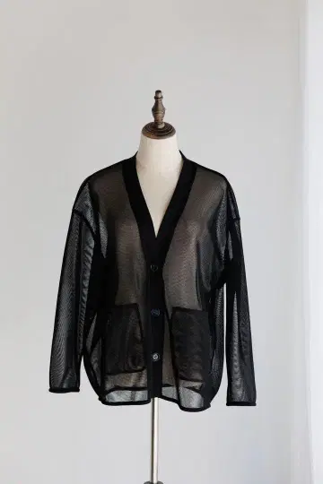 새상품 Pois 포와 double mesh Cardigan 블랙