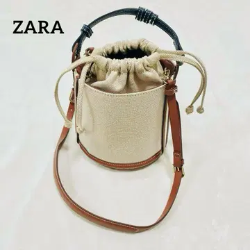 ZARA 캔버스 가죽 버킷 숄더백