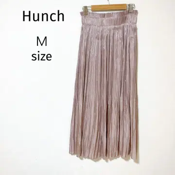 Hunch 플레어 롱 스커트 실크풍 더스티 핑크 M 사이즈