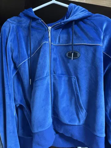 X-girl 후드티 VELOUR ZIP UP HOODIE 블루