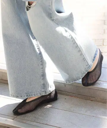 VELETTO 블랙 메쉬 플랫슈즈