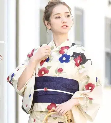 새 상품 유카타 bonheur saisons 검은 고양이와 동백
