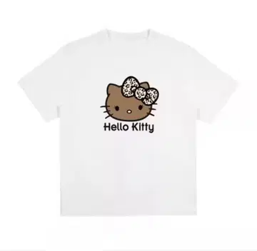 햇볕에 탄 키티 티셔츠 화이트 레오파드 무늬 2XL