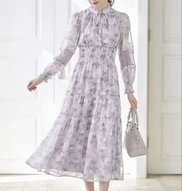 [완판템] tocco closet 퍼플 플라워 프릴 원피스
