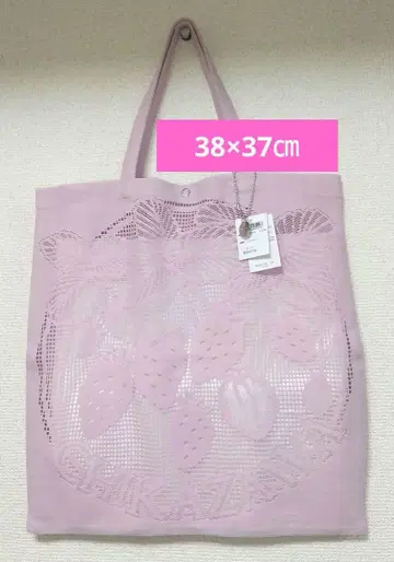 치카자와 레이스 딸기 레이스 토트 핑크