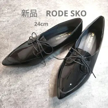 [새상품] RODESKO 포인티드 토 레이스업 슈즈 24cm 블랙