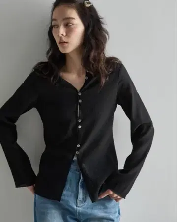 자용 2WAY 시어 양류 롱 슬리브 상의 긴팔 블라우스