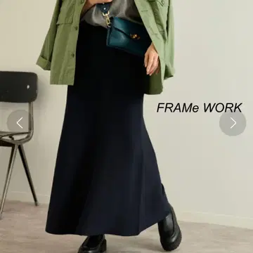 FRAMe WORK 워셔블 니트 플레어 스커트 블랙 롱 기장