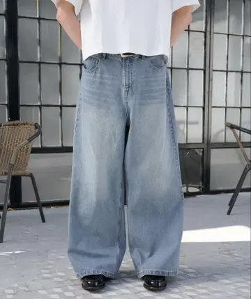 Regen Glanz widebaggy denim pants/라이트 블루