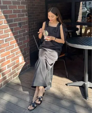 carla 카라 2way 새틴 원피스 블랙