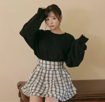 evelyn 트위드 더블 플레어 SK evelyn 트위드 스커트