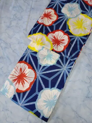 미사용 새상품 유카타 블루 계열 아사노하, 나팔꽃 면 훙매