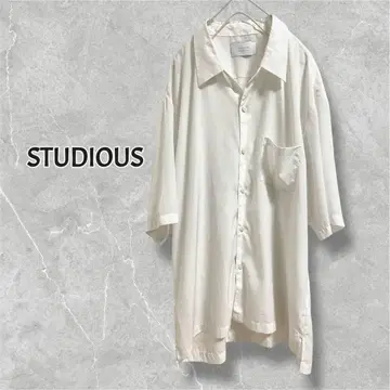 STUDIOUS 스투디우스 반팔 셔츠 화이트 3 남성용 가슴 포켓
