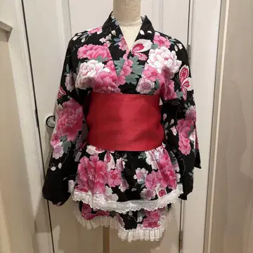 유카타 드레스 150cm~160cm 오비 포함 리본 머리띠 잡화 포함