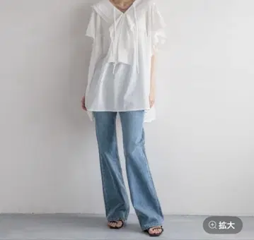 프릴 튜닉 블라우스 로리즈팜 화이트