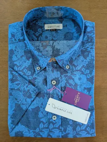 심플 라이프 LIBERTY FABRIC 썸머 플라워 프린트 반팔 셔츠