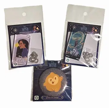 [인기! ] Disney WISH 도미테리아 키체인 캔뱃지 3세트