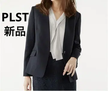 [새상품] PLST 스트레치 컬러리스 자켓 노카라 네이비 1B