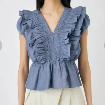 MOUSSY SHOULDER 프릴 블라우스 BLU
