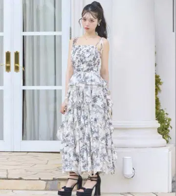 Mmeeme Spiral frill flower long onepiece