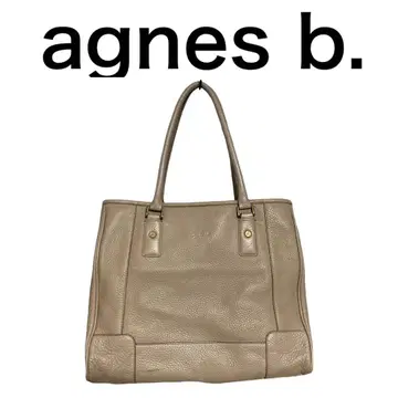 #092 agnes b. 에네스베 가죽 토트백 골드 버튼