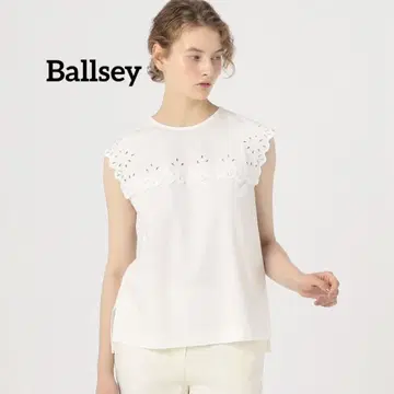 BALLSEY 보르지 슬리브리스 블라우스 화이트 티셔츠 레이스