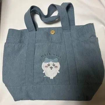 치이카와 하치와레 코듀로이 핸드백 스카이블루