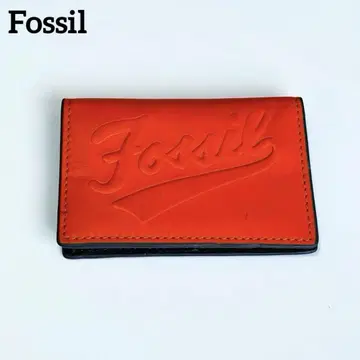 Fossil 오렌지 가죽 카드 케이스 파슬 가죽 카드 케이스
