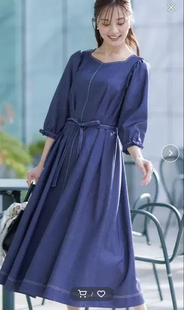 쿠튀르 브로치 네이비 데님 라이크 원피스 40 사이즈