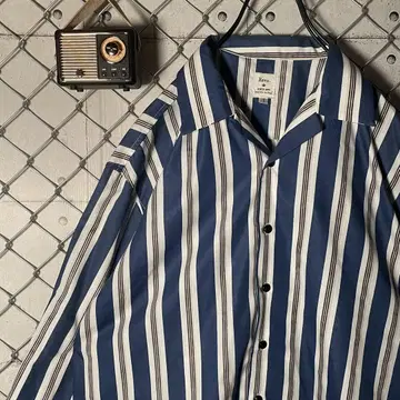 Revo. 오픈 카라 스트라이프 셔츠 긴팔 박스 실루엣 L 정도