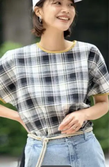 체크 T 블라우스