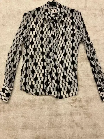 ZARA 긴팔 셔츠 S 블랙 화이트 오벌 패턴
