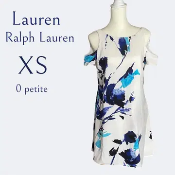 로렌 랄프 로렌 Ralph 오프숄더 꽃무늬 플레어 화이트 원피스 XS