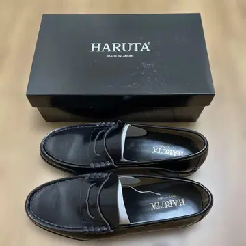 HARUTA 블랙 가죽 로퍼 천연 가죽